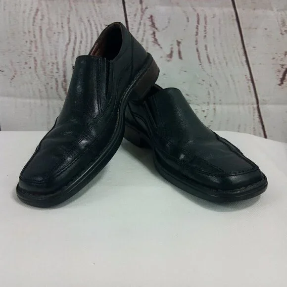 Natha Studio Black Leather Slip On Loafer Shoes