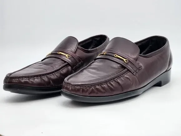 Florsheim FLS Brown Leather Slip On Gold Horse Bit Loafers Old Money Size 9