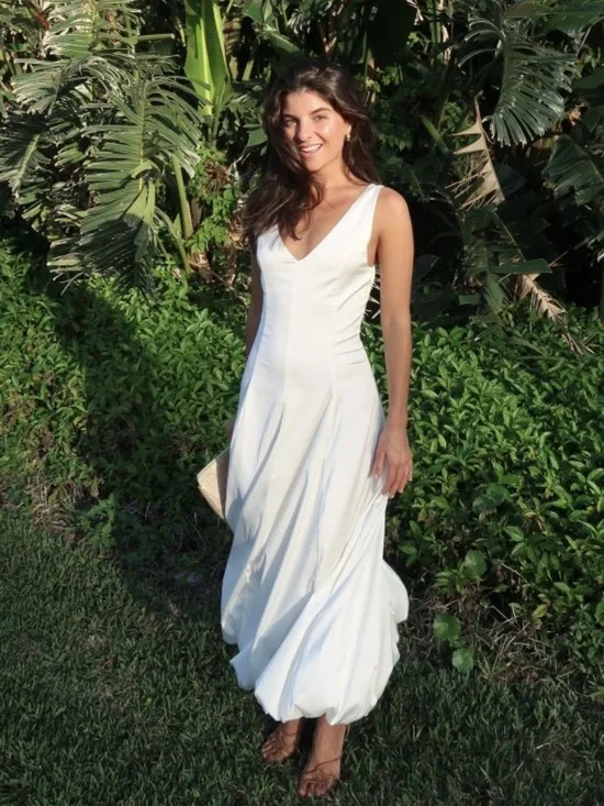 A&F Plunge Bubble Hem Midi Dress