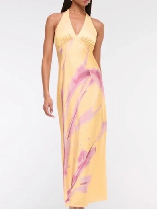 Abercrombie & Fitch Julia Slip Halter Maxi Dress, size XL