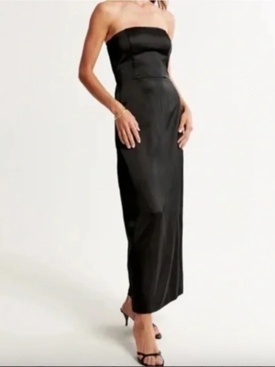 Abercrombie & Fitch, Strapless Satin Sculpt Maxi Dress, size L