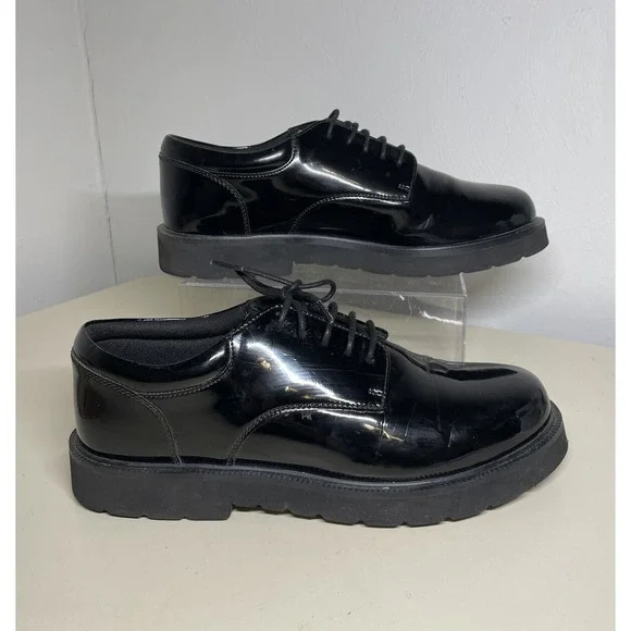 MEN'S BATES E22141 HIGH GLOSS DUTY OXFORD DUTY SHOES BLACK 9 M