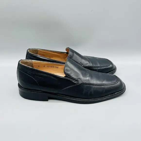 Florsheim Shoes Mens 8 Black Leather Imperial Loafers Slip On Dress Made USA