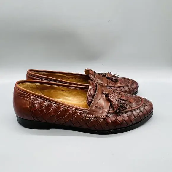 Cole Haan Shoes Mens 10.5 Brown Leather Collection Woven Tassel Loafers Dress