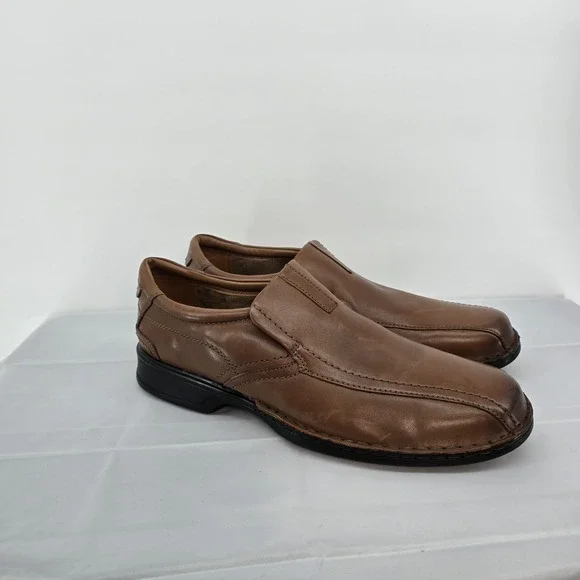 Clarks‎ Mens Escalade Step Loafers Casual Slip On Brown Leather 15M 49.5EU New