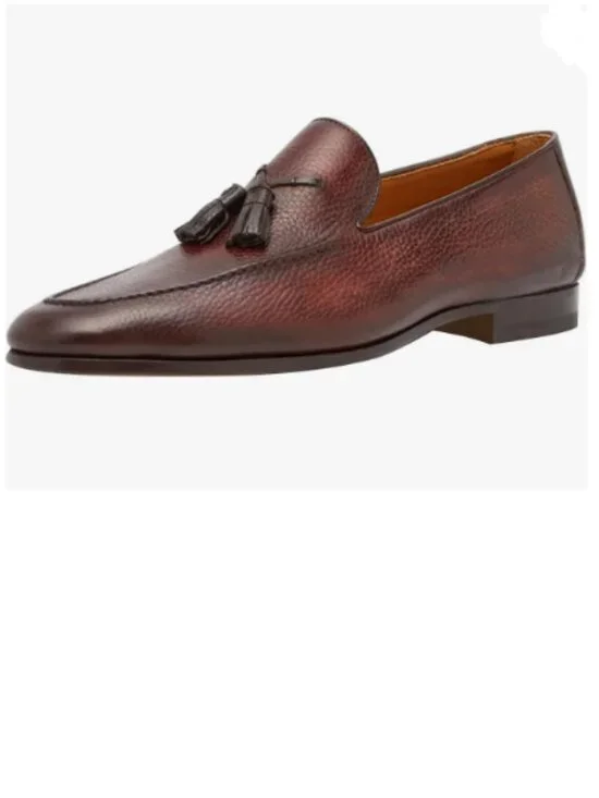 FSJ Brown Men's Tassel Loafers Slip On Comfy Cushioned Insole Driving Flats