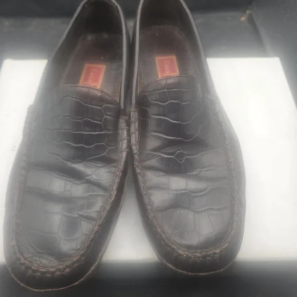 Cole Haan Dark Brown‎ Croc-Embossed Loafers