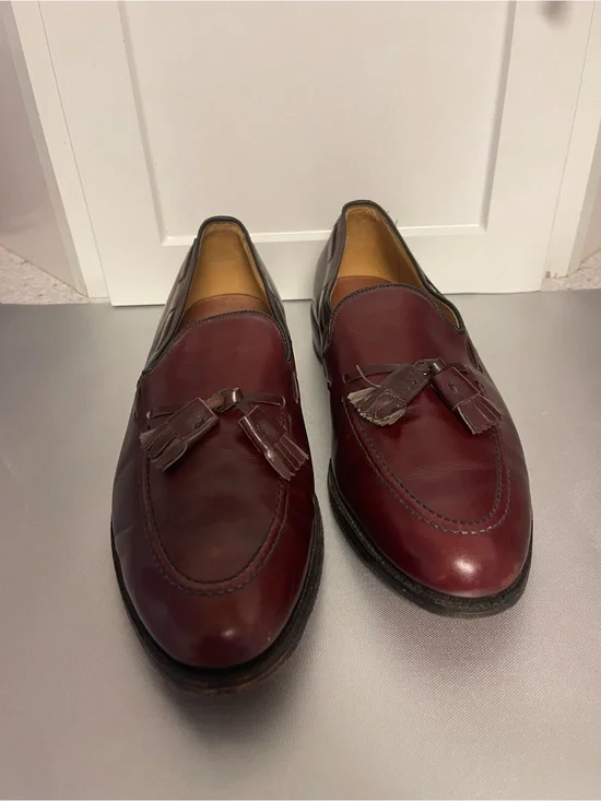 Allen Edmonds Graysons  Men's Burgundy Slip On Leather Tassel Loafers 8297 Sz 12