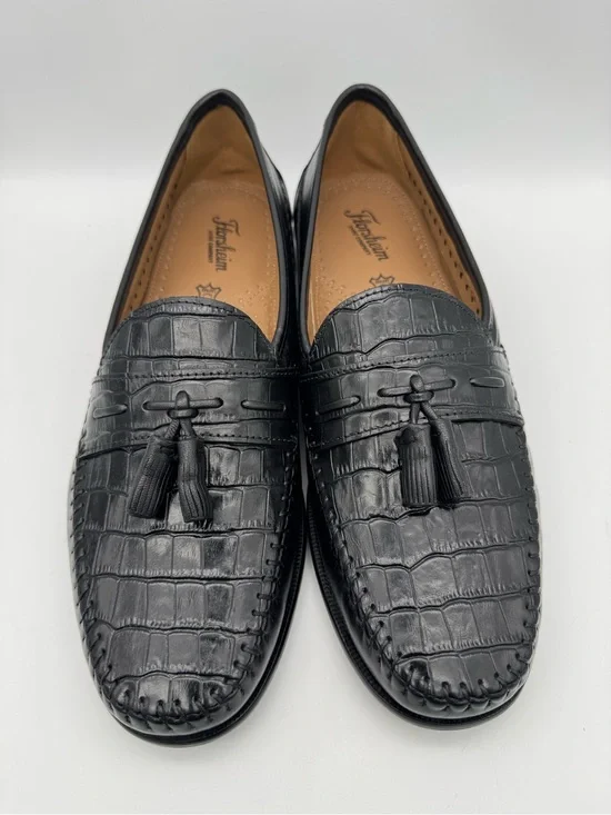Florsheim Pisa Tassel Loafer Mens Size 11 3E Black Leather Croc Embossed Slip On