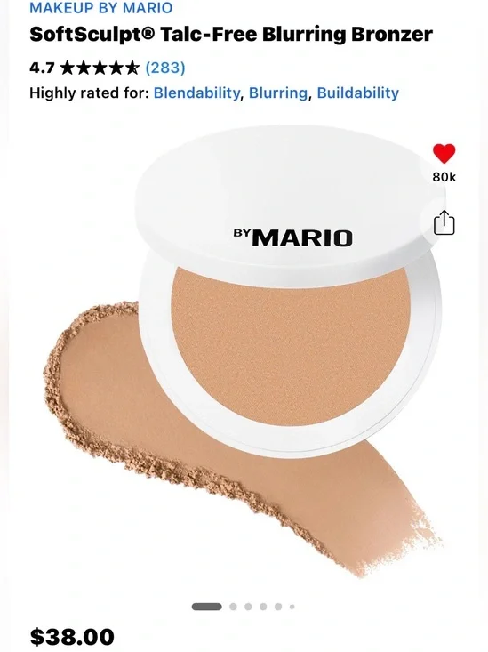 Makeup By Mario SoftSculpt Talc-Free Bronzer - light medium swatched 1 x nobox