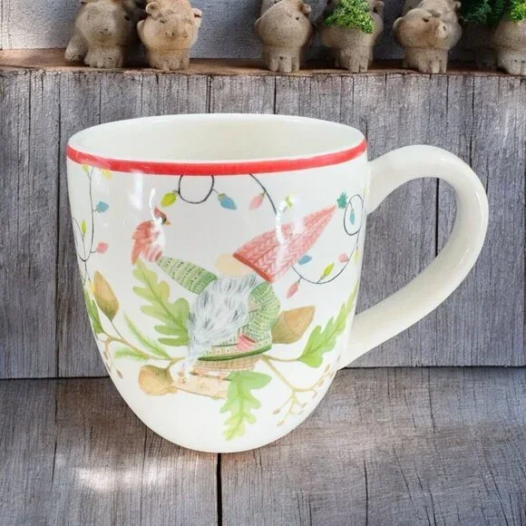 Pottery Barn FOREST GNOME MUG Holiday Christmas 22oz Coffee Mug Ceramic‎