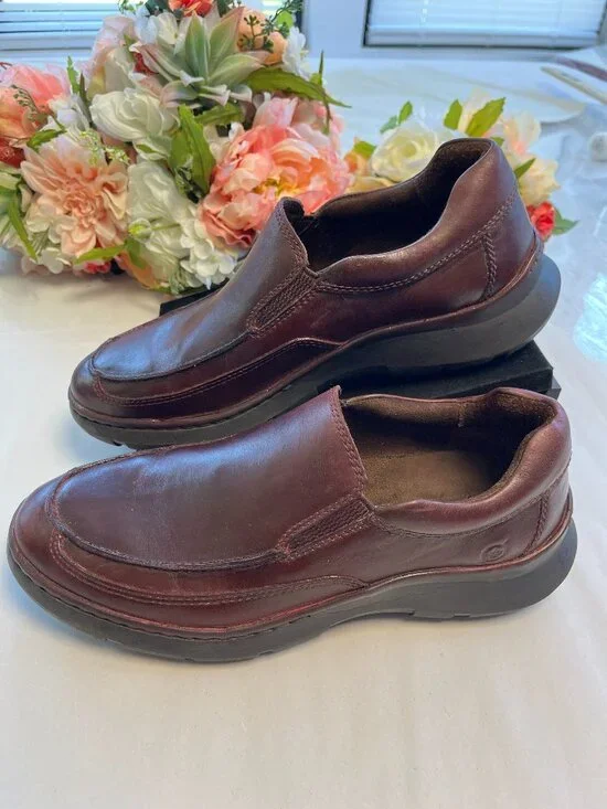 Born Brompton II Men’s 8.5M Burgundy Leather Slip-On Loafers