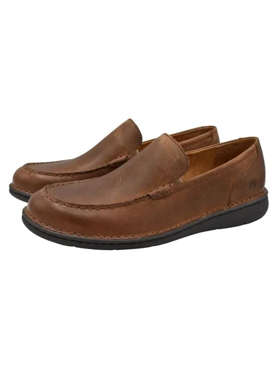 Born Mens Size 9.5 Thatcher Rust Full Grain Leather‎ Dark Brown Loafers Shoes