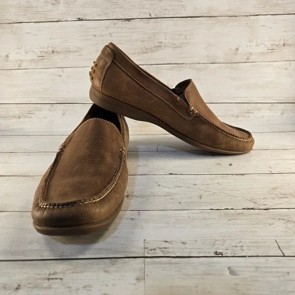 Johnston & Murphy Mens Brown Sheepskin Leather Driving Loafers Slip On Shoes