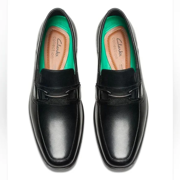 Clarks Men's Leather Black Clarkslite Bit Loafers Dress Shoes Cushioned Size 8.5