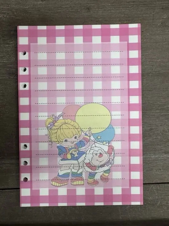 Pink & White Rainbow Brite Friends Size A5 Refill Paper (50 Sheets)