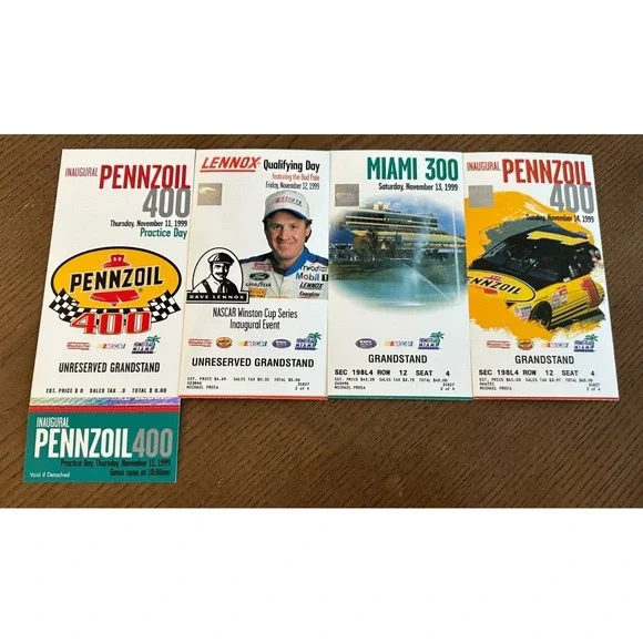 NASCAR 11/11-11/14‎ 1999 Inaugural Pennzoil 400 Homestead Miami Speedway Tickets
