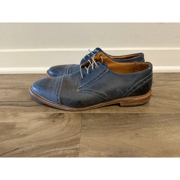 Allen Edmonds Bainbridge Men Size 10.5D Navy Blue Cap Toe Derby Dress Shoes
