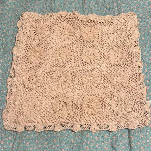 Pillow Case Handmade Crochet Square Pillow Cover  Beige