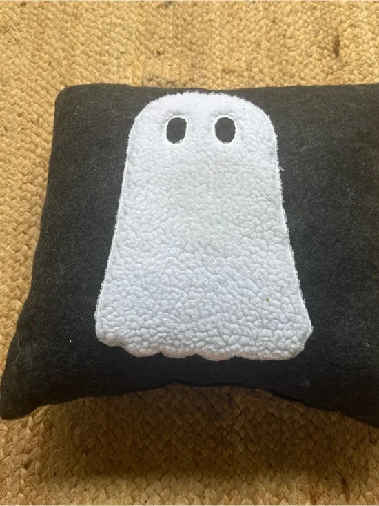 Spooky Halloween Ghost Square Throw Pillow Black White Fall Autumn Holiday Decor