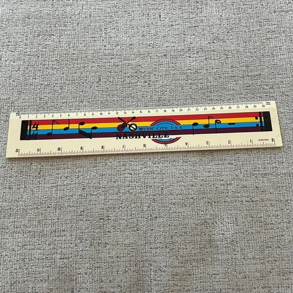 Nashville Music City USA Souvenir‎ Plastic Ruler 30cm 12 Inch Vintage Retro