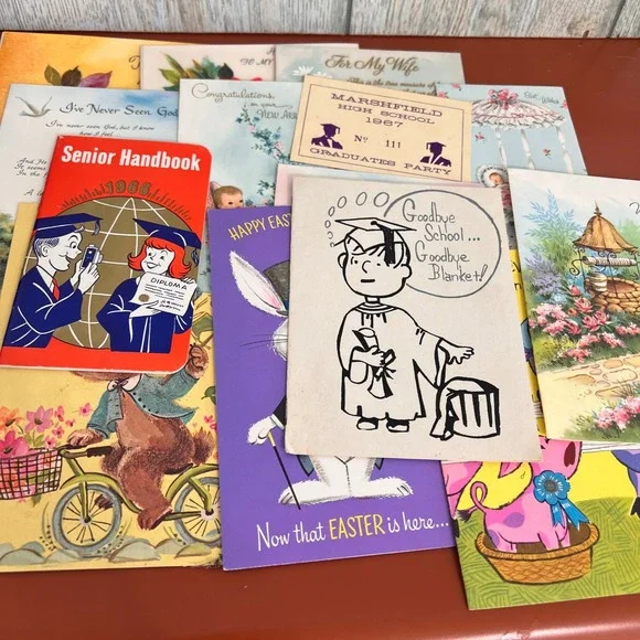 Vintage 1940-60s Greeting Card Lot of 14 Graduation Easter holiday‎ Ephemera