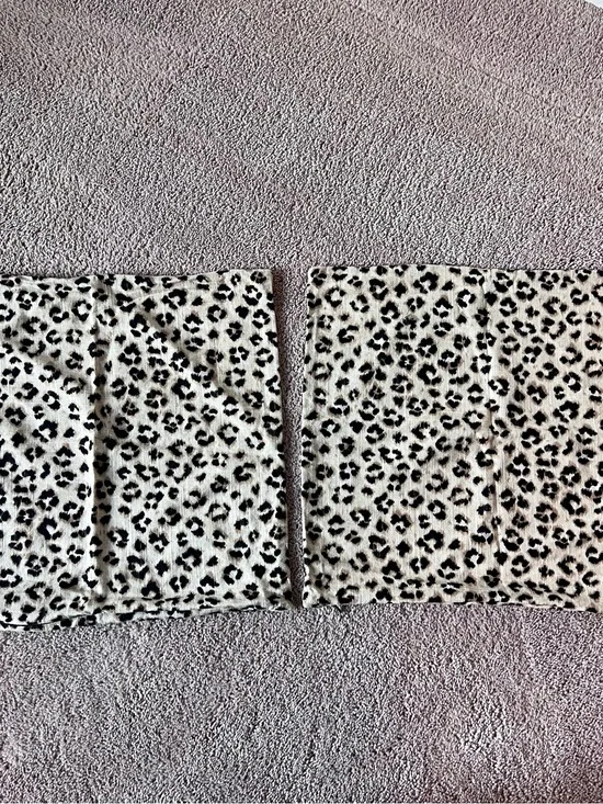 Set of two discontinued Arianna Belle leopard linen pillow covers - 17x17