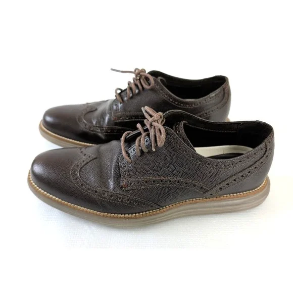 Cole Haan Grand OS Wingtip Oxford‎ Shoe Mens 8 Brown Leather Business Casual