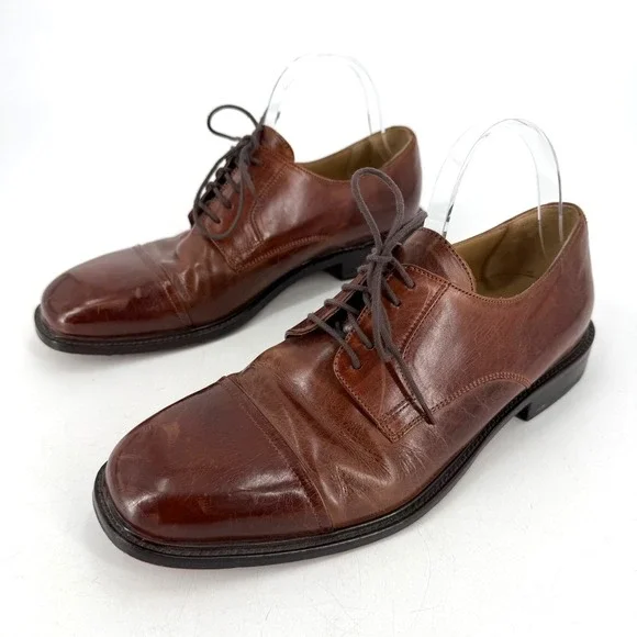 J. Murphy Johnston & Murphy Cap Toe Derby Mens 9.5‎ Brown Leather Classic Office
