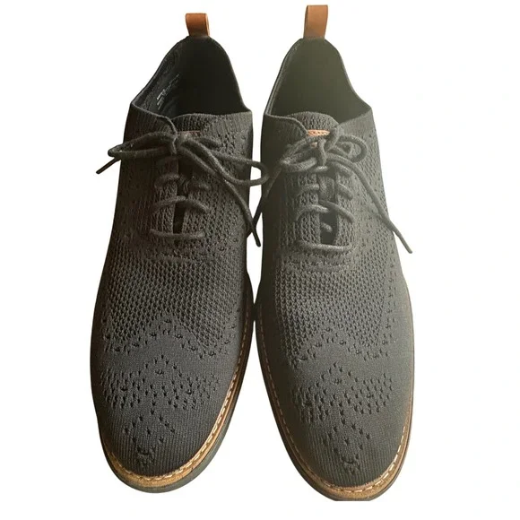 $275 Cole‎ Haan Grandevolution Knit Oxford Blk Designer Dress Shoes SZ 10.5 EUC