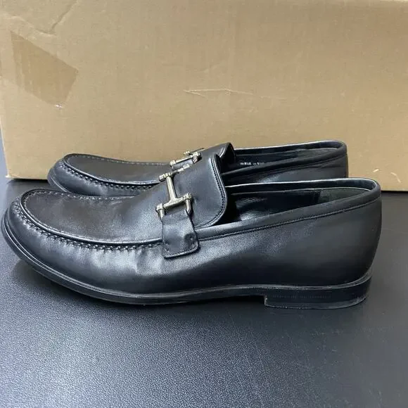 Bally Vignolo Black Leather HorseBit Loafers Men 9.5 D Swiss Made Quiet Luxury