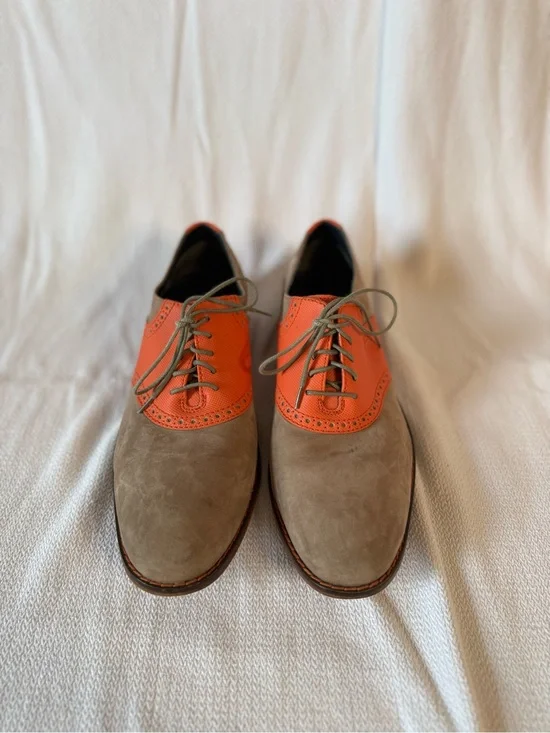 Cole Haan Two-Tone Suede & Leather Oxford - Orange and Taupe