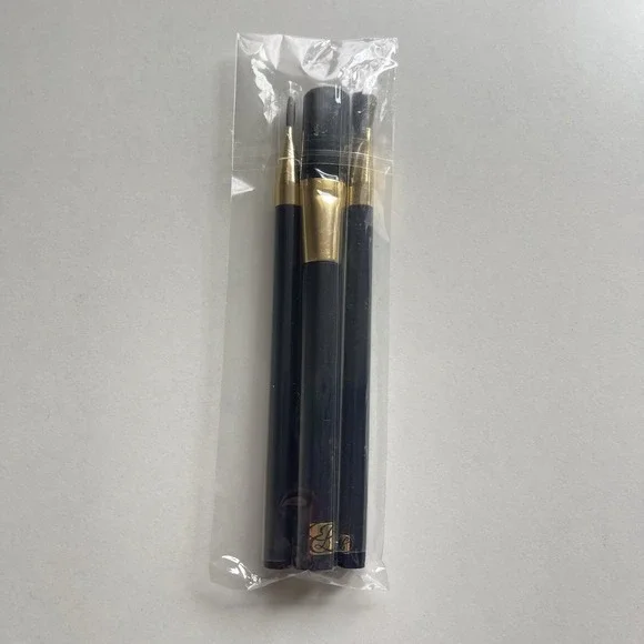 Vtg 3 Set Estee Lauder Makeup Brushes Face Cheeks Eyes Powder/Bronzer Blue‎ Gold