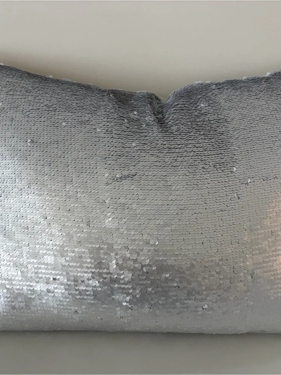 Vionnet Silver Sequined Lumbar Pillow w down insert