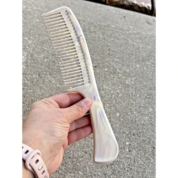 Vintage ACE Goody‎ Pocket Comb Gray White Marble Swirl 9 Inch RETRO