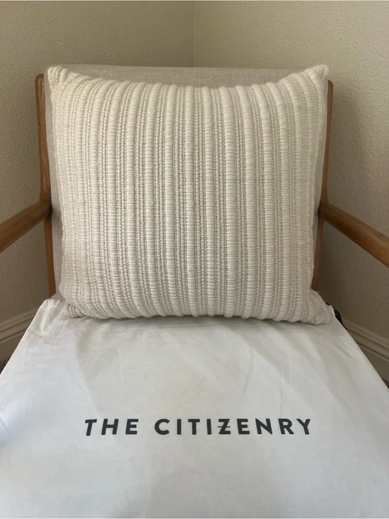 The Citizenry La Duna Cream Ribbed Knit Accent Pillow