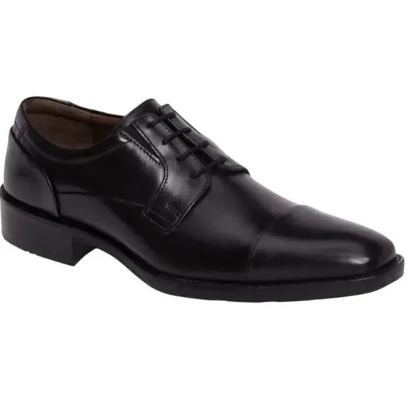 JOHNSTON & MURPHY Lancaster Black Leather Cap Toe Oxford Size 8.5M