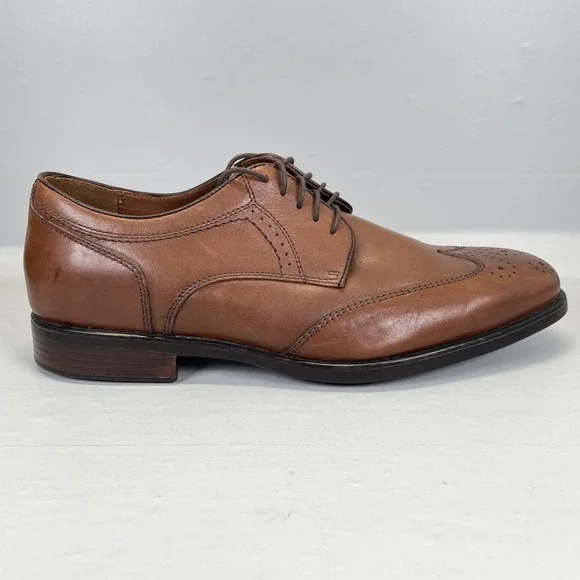 Johnston & Murphy XC4 Shoes Mens Size 10.5 Brown Leather Wingtip Brogue Oxford