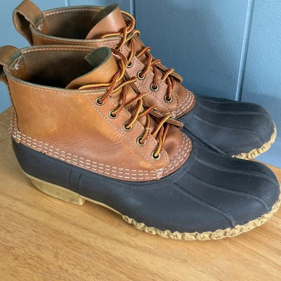 LL Bean 6 Inch Bean Boot Tan Brown Leather‎ Made in Maine Duck Boot Mens 9M