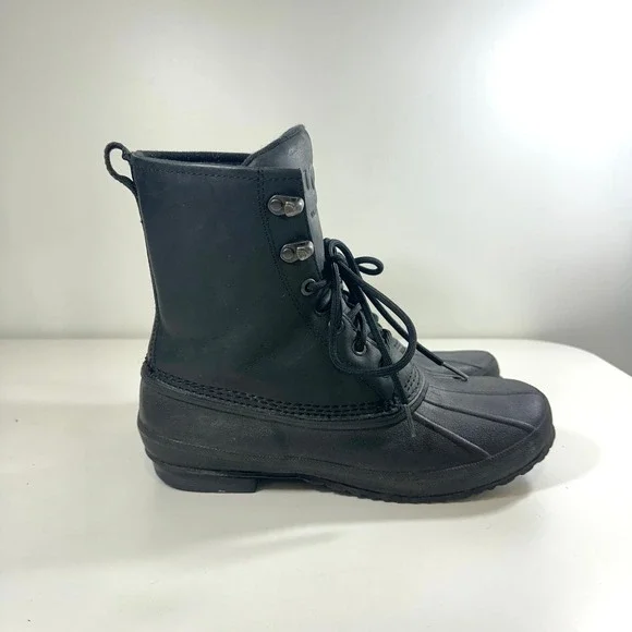 UGG‎ Waterproof Duck Boots Black Leather Rubber Lace Up Rain Snow Mens 11