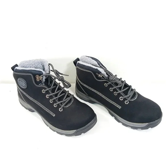 WHITIN Mens Winter Snow Boots Black Nubuck Fur Lined Wide Trekking Work Shoes 41