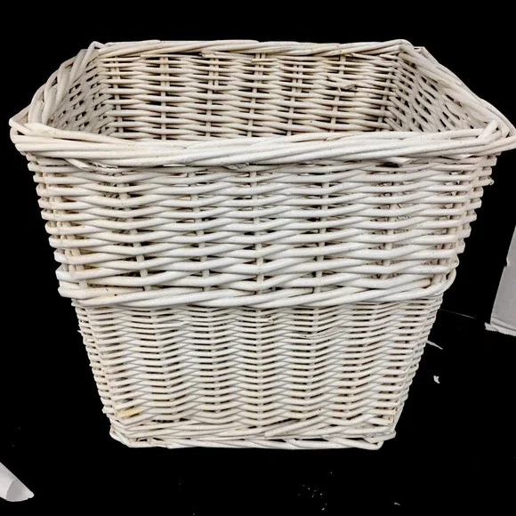 Wicker Wastebasket Garbage Can Shabby Chic Style Cottage Rectangular 11