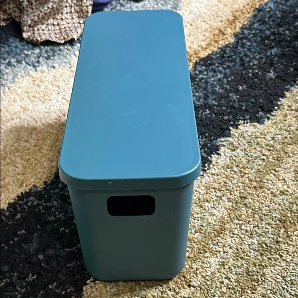 Navy Blue Long Stackable Organizer Bin w/Fitted Lid 14