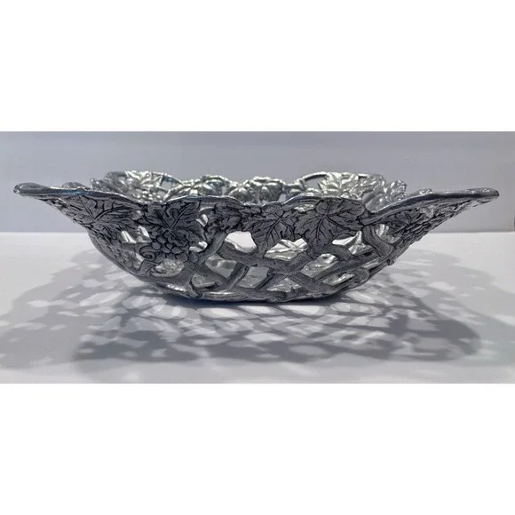 Pewter Arthur Castro Grape‎ themed basket. 1996. Only 1 available. $62