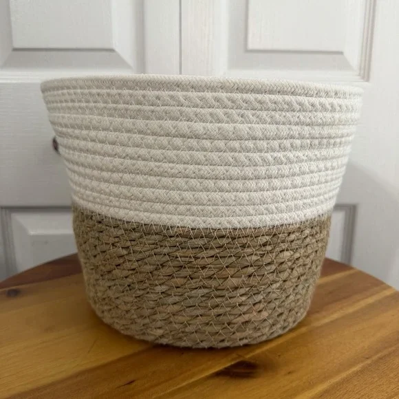 Rope White Natural Seagrass Coiled Storage Basket Utility Decor Any Room Western