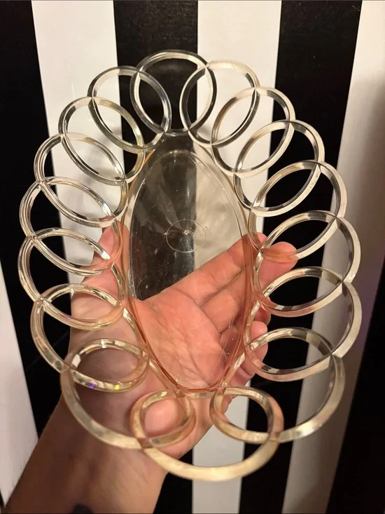 60s Vintage Clear Lucite Plastic Loop Edge Bread Basket Storage Bedroom/Bathroom