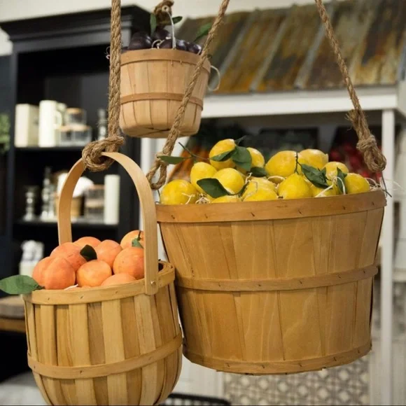 Set of 5 Wooden Produce Baskets 🍎🍊🍋