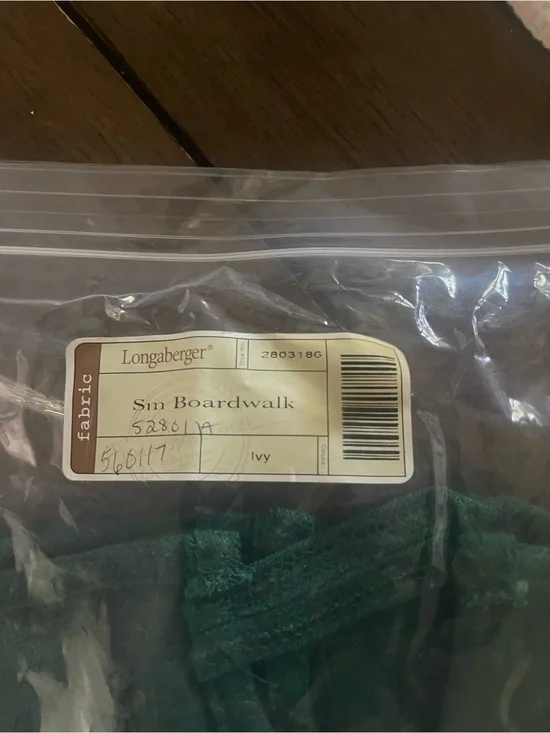 Longaberger Ivy Green Small Boardwalk Fabric Liner