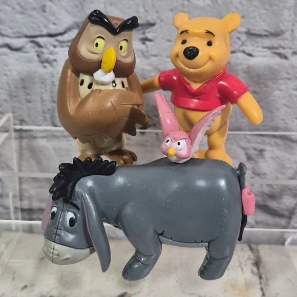 Disney Winnie The Pooh Figures Vinyl Lot Of 4 Cake Topper Toys‎ Owl Eeyore