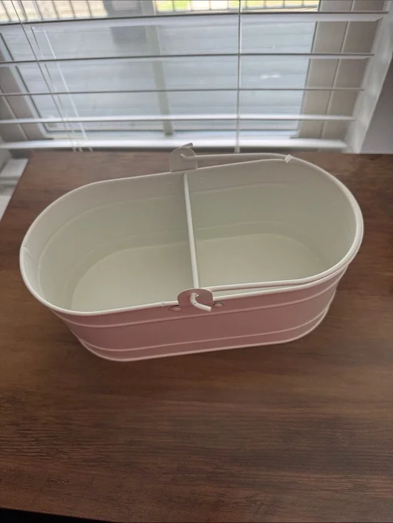 Cream Metal Divided Storage Tub